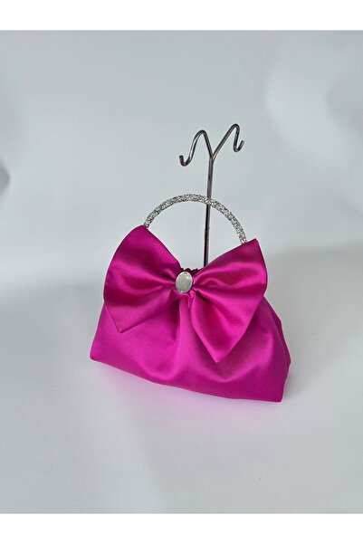 posst bag Geantă de mână pentru rochie de seară cu fundă roz fucsia