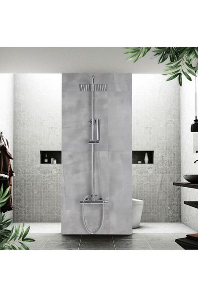Blackswan Design Shower mixer, Blackswan, Type M15.1 with thermostat, glossy chrome model, size 20 cm