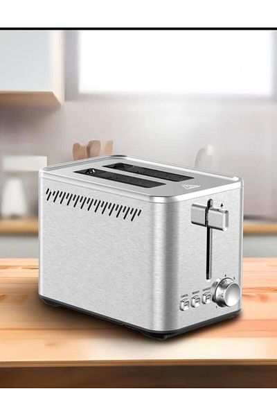 Dessini 2 Slice Bread Toaster Stainless Steel Temp Control Cancel Reheat Defrost for Sandwich Snack Grill