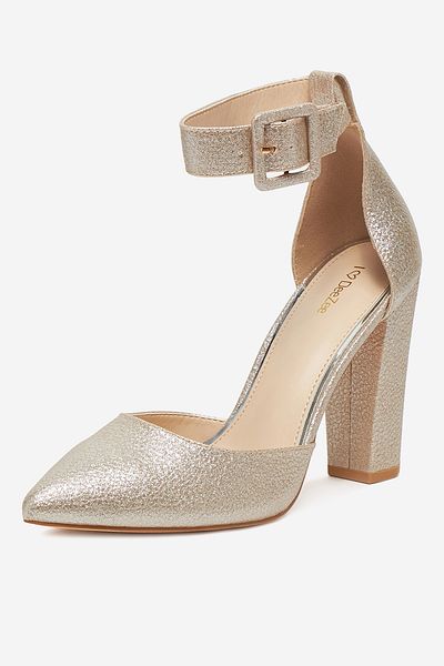 DeeZee Pantofi cu toc jos auriu pentru femei, 39