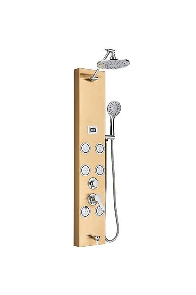 Blackswan Design Shower panel, Blackswan, Type M7008 gold with shower head, digital display, spout and SPA functions, 111 cm