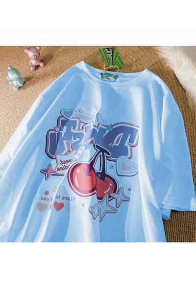 KOZİA OUTDOORS Tricou basic unisex supradimensionat cu imprimeu cireșe malkoçbey