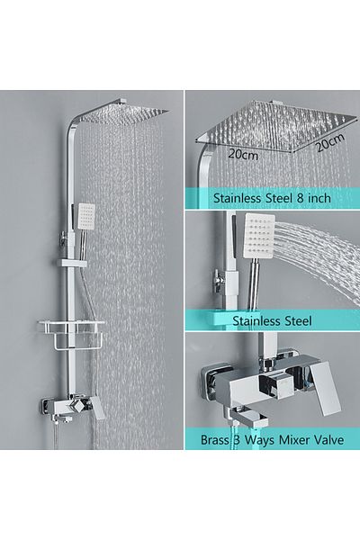 Blackswan Design Shower column, Blackswan, Type M122, adjustable glossy chrome model, with movable spout and shelf, 20 cm