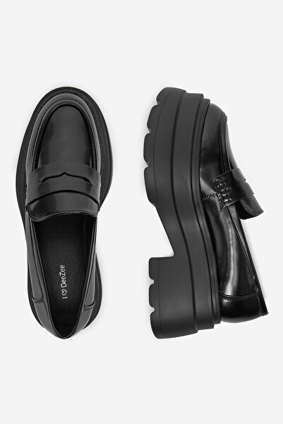 DeeZee Women's Loafers pastel low black thick sole 38