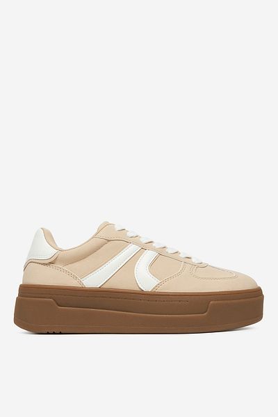 DeeZee Women's Sneakers low beige flat, with platform 37