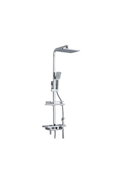 Blackswan Design Shower column, Blackswan, Type M214, chrome, thermostat and mobile spout, LCD display, pressure shower, 116 cm