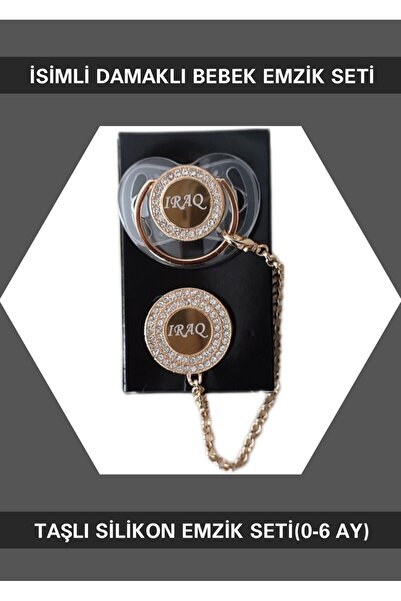 Sahi Aksesuar Kaplama Isimli Zirkon Taşlı Silikon Bebek Emzik Seti (0-6 AY) Ztse121 (ŞEFFAF)