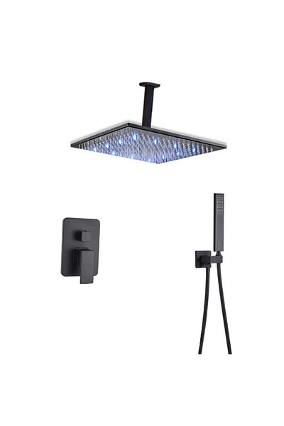 Blackswan Design Shower mixer set, Blackswan, Type M73.56 LED, matt black model, size 30 cm