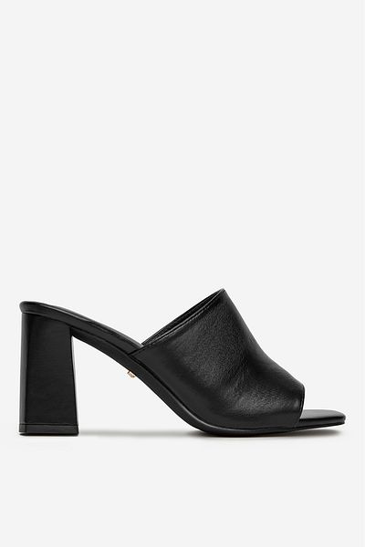 DeeZee Flip-flops cu toc pentru femei, negru, cu toc bloc jos, 39