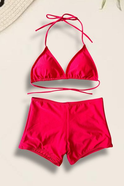 Nilmay mayo Women's Triangle Shorts Bikini Set