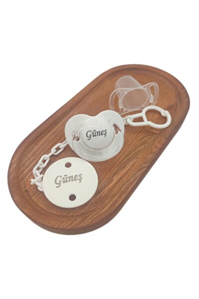 Sahi Aksesuar Kişiye Özel Isimli Beyaz Renk Damaklı Silikon Bebek Emzik Zinci...