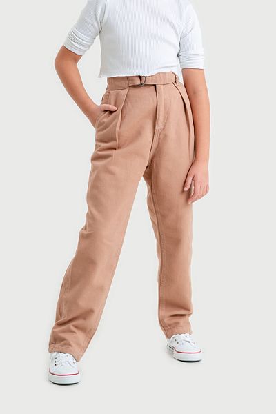 GİYİCEM TEKSTİL Belted Girl's Linen Trousers 2538