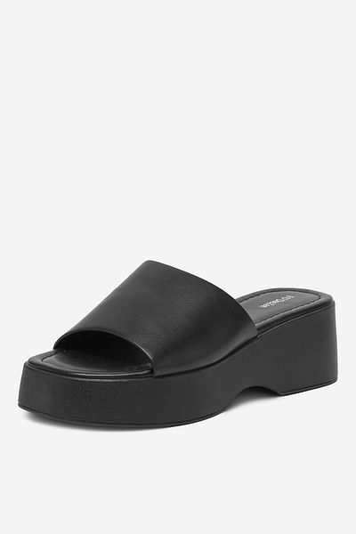 DeeZee Sandale cu platformă pentru femei, negre, cu platformă joasă, 38