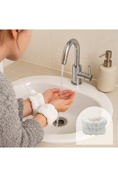 SYAZE سوار معصم من القطن لغسل الوجه - سوار مزدوج يحتفظ بالماء