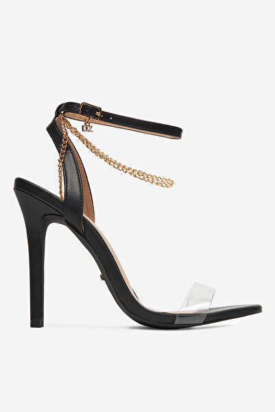 DeeZee Sandale joase pentru femei, negre, cu toc stiletto, mărimea 40