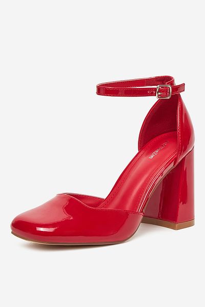 DeeZee Women's Pumps on a block low red block 36