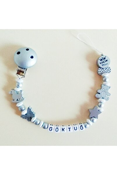 Sahi Aksesuar Isimli Emzik Zinciri - Emzik Askısı - Bebek Hediyesi Ürün Rengi Gümüş Gri