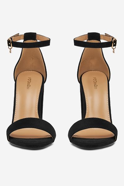 DeeZee Sandale joase de damă negre cu toc bloc 35