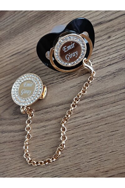 Sahi Aksesuar Kaplama Isimli Zirkon Taşlı Silikon Bebek Emzik Seti (0-6 AY) Ztse122