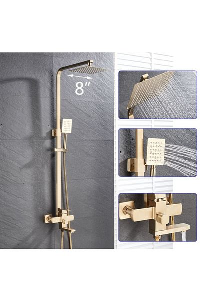 Blackswan Design Shower mixer set, Blackswan, Type M11.7, matt gold model, size 20 cm