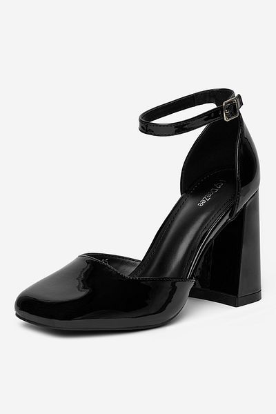 DeeZee Pantofi cu toc damă cu toc jos, negri, bloc 36