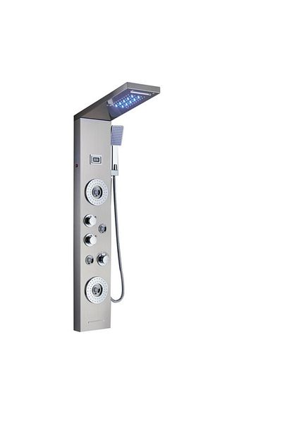 Blackswan Design Shower panel, Blackswan, Type M8019 nickel LED, digital display, waterfall spout and SPA functions, 114 cm