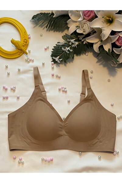 ARONA Koyu Bej Dikişsiz Lazer Kesim Hayalet Çamaşır Rahat Günlük Kullanım Sütyen