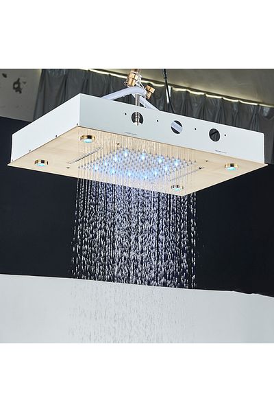 Blackswan Design Shower mixer set, Blackswan, Type M191, matt gold, thermostat, remote control, LED lighting, 50 cm