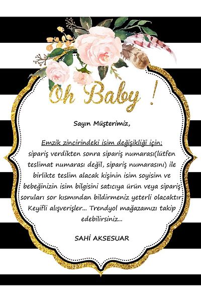 Sahi Aksesuar Named Pacifier Chain - Pacifier Strap - Baby Gift Tybez124