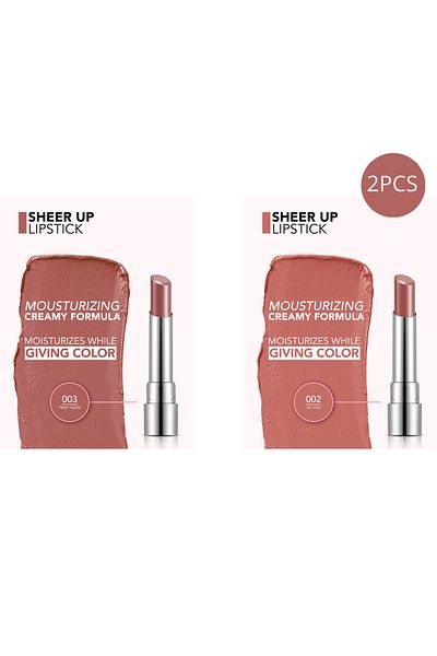 Flormar Sheer Up Lipstick Collection: Soft Pink (02 So You - 03 Rosy Sweet)