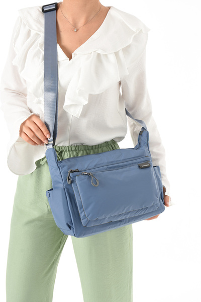 Sanmorris Kadın 3 Gözlü Paraşüt Kumaş Ayarlanabilir Çapraz Askılı Çanta