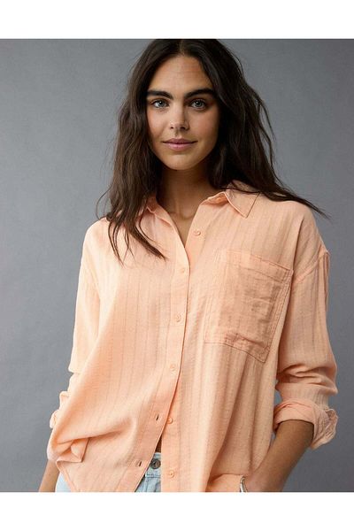 AMERICAN EAGLE قميص AE Perfect ذو الأزرار