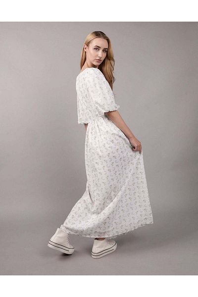 AMERICAN EAGLE AE Puff Sleeve Drop Waist Maxi Dress