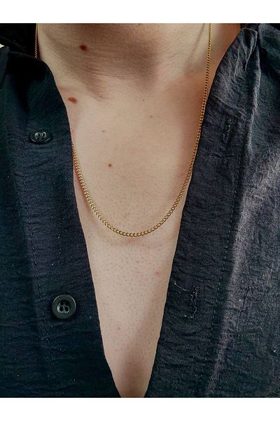 Arvens Men's Gold Stainless Steel Chain Necklace Does Not Lose Color Does Not Fade Unisex Does Not Fade