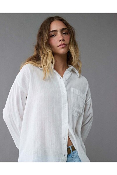 AMERICAN EAGLE قميص AE Perfect ذو الأزرار