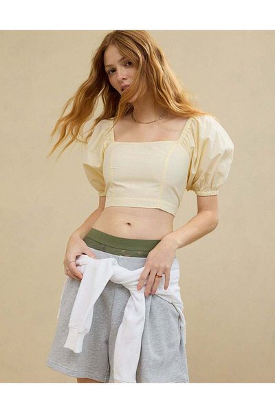 AMERICAN EAGLE Aerie Puff Sleeve Square Neck Top