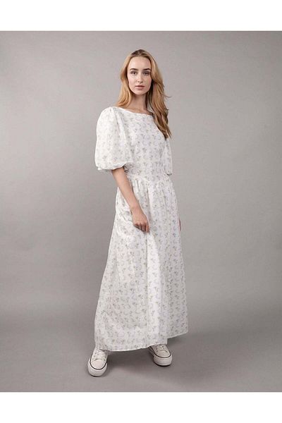 AMERICAN EAGLE AE Puff Sleeve Drop Waist Maxi Dress
