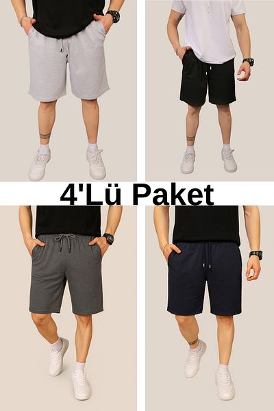 INFLUYENTE Ανδρικό φαρδύ κομμένο 2 κλωστών Basic καλοκαιρινό ελαστικό σορτς με τσέπες και βερμούδες