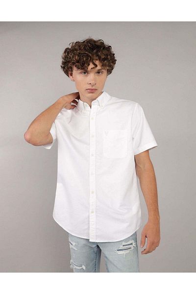 AMERICAN EAGLE AE Short-Sleeve Slim Fit Button-Up Shirt