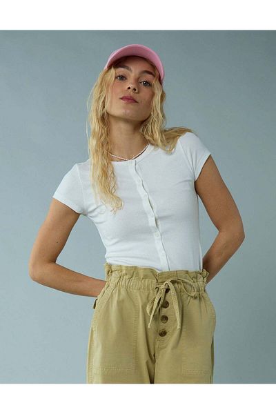 AMERICAN EAGLE Ae Button-up T-shirt