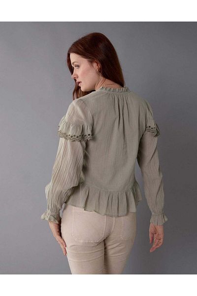 AMERICAN EAGLE AE Long-Sleeve Ruffle Peasant Blouse