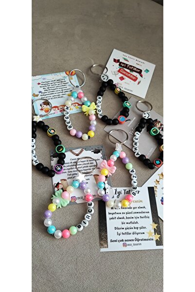 cacatasarım Kızlar ve Erkekler İçin Boncuk Anahtarlık Çanta Süsü 10 Adet Doğu...