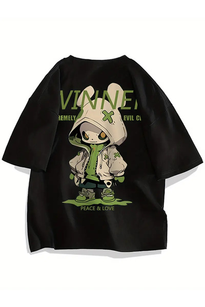 AEMİ Unisex pobednik Oversize kroj okrugla kragna T-shirt