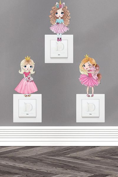 KT Decor Princesses 3 Socket Sticker Set