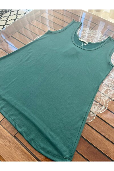 Moda Banuş Tight Fit Petrol Green Thick Strap Modal Fabric Tank Top Blouse
