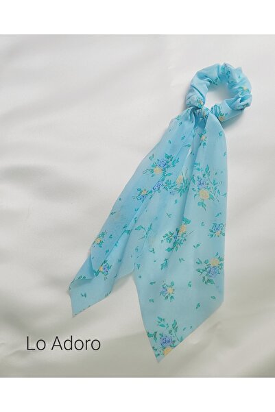 LO ADORO Eșarfă florală cu cataramă din cauciuc pentru femei, cu cataramă pentru coc, eșarfă florală, accesoriu pentru păr, cataramă pentru vacanță de vară