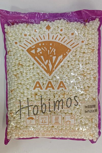 Hobimos 25gr 6mm Κρέμα Χρώμα Α Ποιοτικές Πλαστικές Πέρλες Χάντρες, Κοσμήματα Κατασκευής Χάντρες