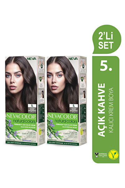 Neva Color Natural Colors 2'Lİ SET 5. AÇIK KAHVE Kalıcı Krem Saç Boyası Seti