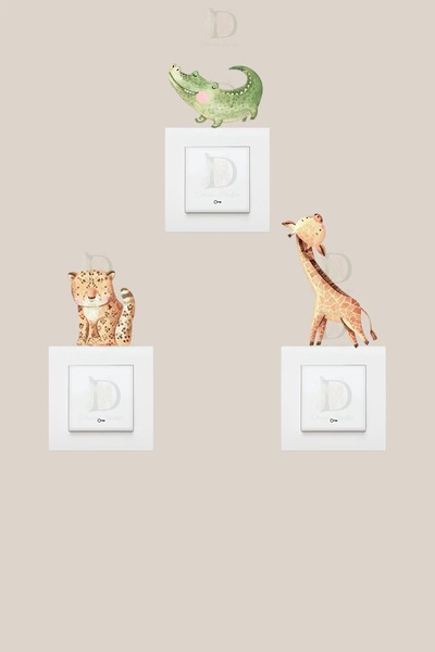 KT Decor Set de autocolante cu 3 prize Animale de Companie Safari