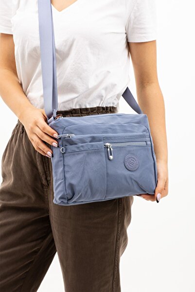 Sanmorris Kadın Çok Gözlü Suya Dayanıklı Krinkıl Kumaş Ayarlanabilir Mavi Ren...